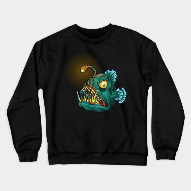 Monster Fish Illustration Crewneck Sweatshirt by Invectus Studio Store